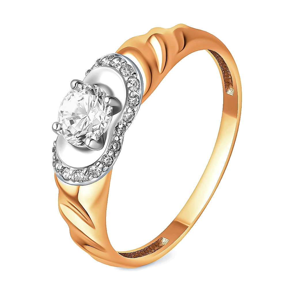 

Кольцо женское из красного золота с фианитом 585Gold 301011066, р, 301011066
