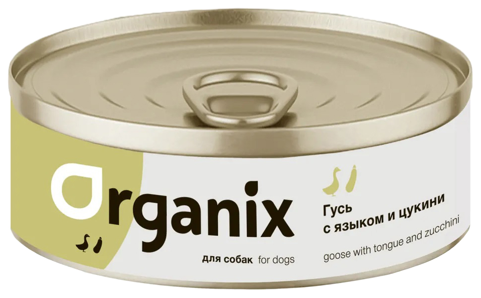 

Консервы для собак Organix из гуся с языком и цуккини, 26шт по 100г