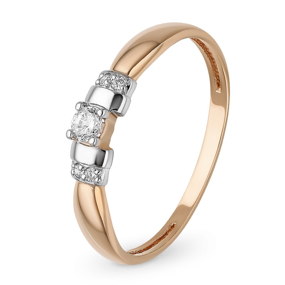 

Кольцо женское из красного золота с фианитом 585Gold 301011057, р, 301011057