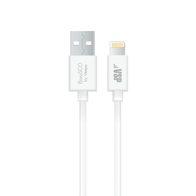 фото Кабель borasco usb/lightning 2а 1м, белый (20543)