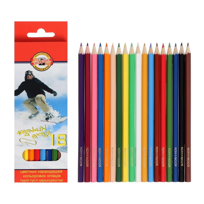

Карандаши 18 цветов Koh-I-Noor "Спорт", европодвес