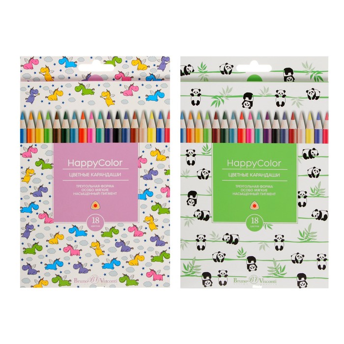 

Карандаши 18 цветов BrunoVisconti Happycolor, микс