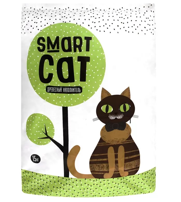 Наполнитель Древесный Smart Cat, 15 кг