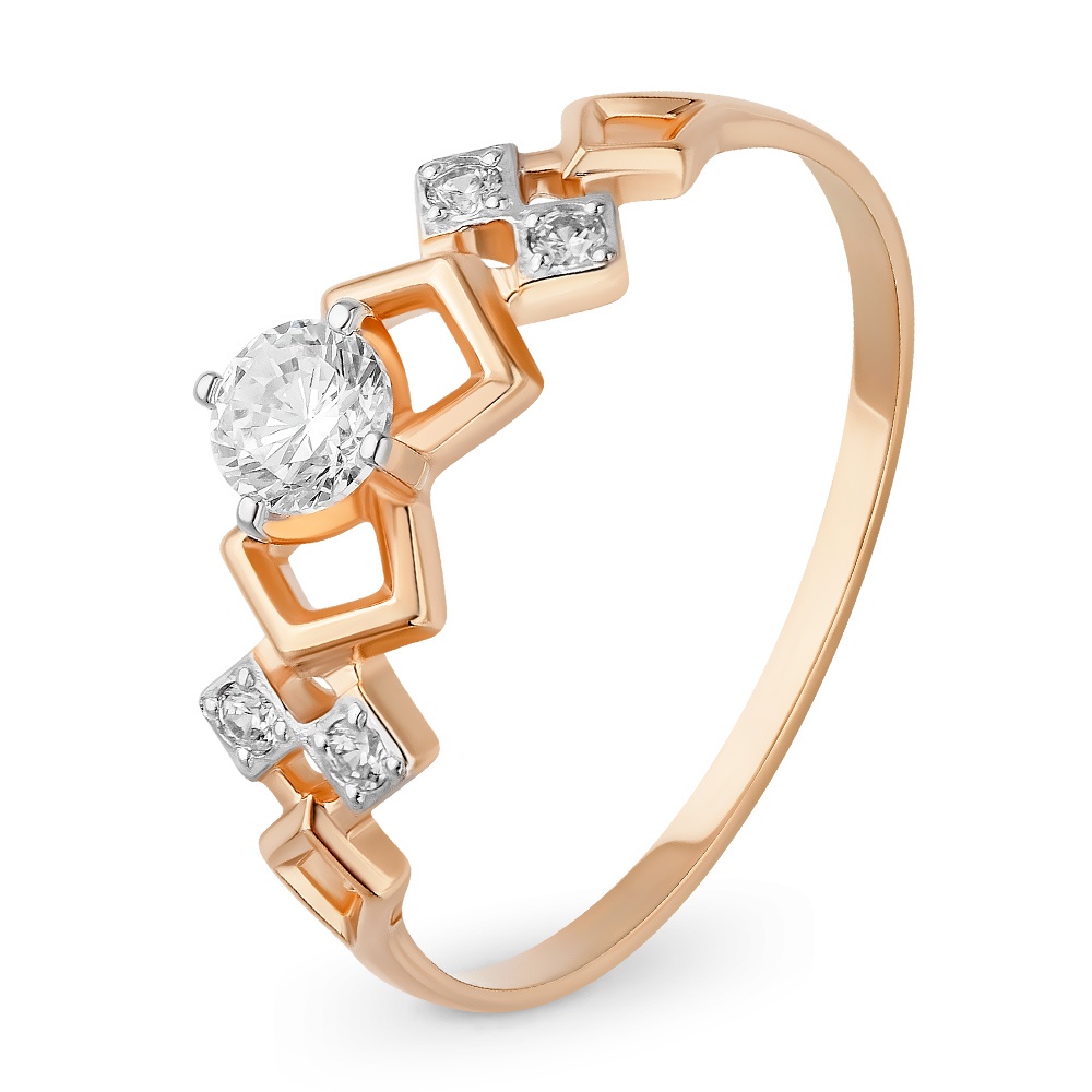 

Кольцо женское из красного золота с фианитом 585Gold 301011073, р, 301011073