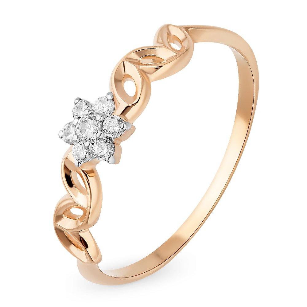 

Кольцо женское из красного золота с фианитом 585Gold 301011122, р, 301011122