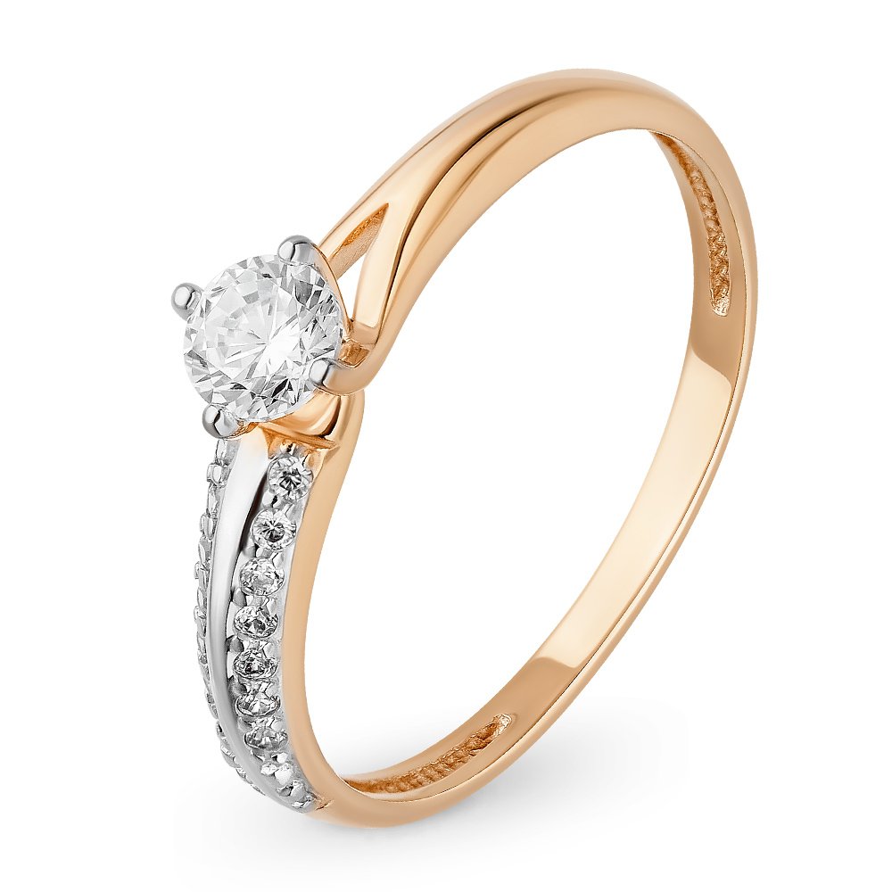

Кольцо женское из красного золота с фианитом 585Gold 301011095, р, 301011095