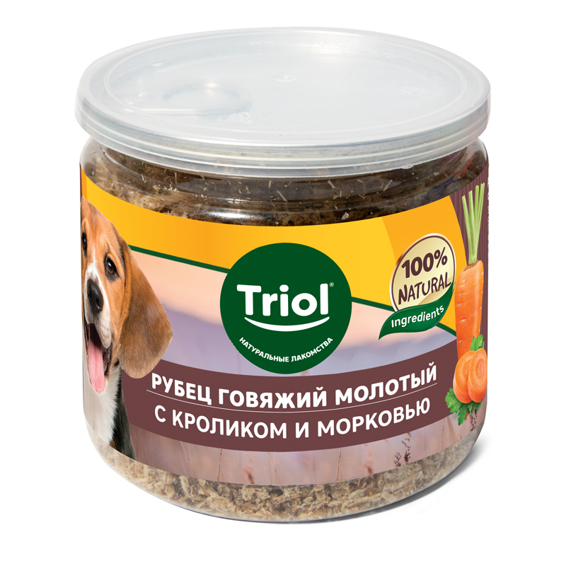 фото Лакомство для собак triol приправа из говяжьего рубца с кроликом и морковью, 100 г, 6 шт