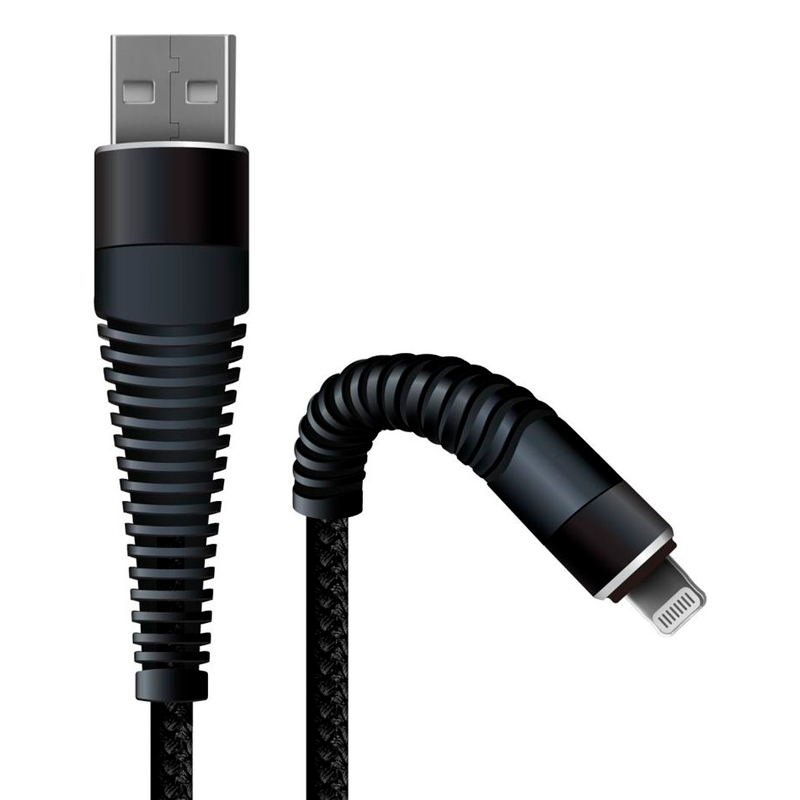 фото Кабель borasco fishbone usb/lightning 3а 1м, черный (38507)