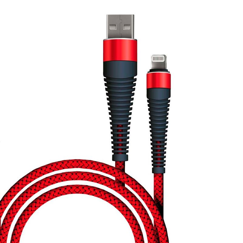 фото Кабель borasco fishbone usb/lightning 3а 1м, красный (50185)