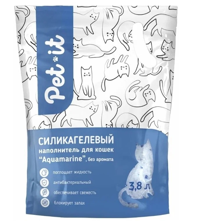 Наполнитель для кошек Pet-it Aquamarine, без аромата, 1,6 кг