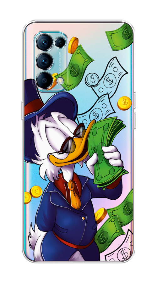 

Чехол на Oppo Reno 5 "Scrooge McDuck with Money", Синий;зеленый;белый, 255250-6