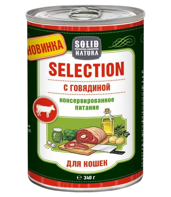 

Консервы для кошек Solid Natura Selectionговядина, 12шт по 340г