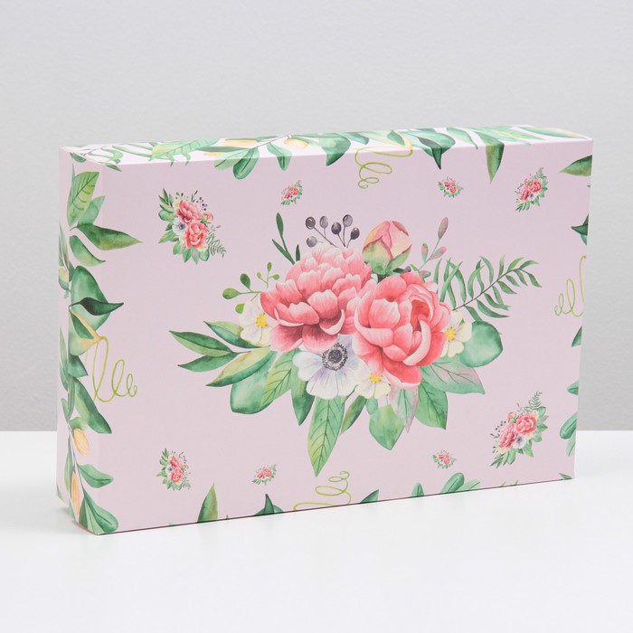 

Коробка подарочная, крышка-дно, сборная "Пионы", 30 х 20 х 7 см
