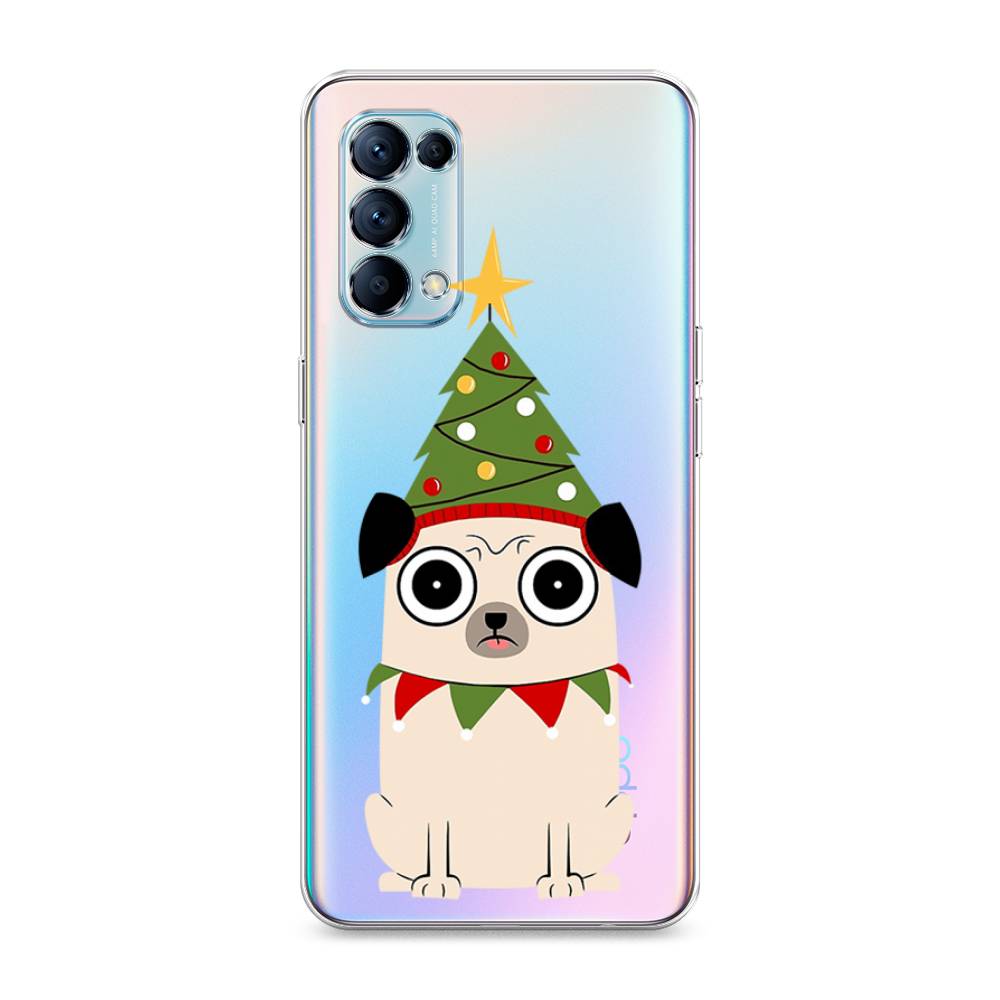 

Чехол для Oppo Reno 5 "Собачка с ёлочкой", Бежевый;красный;зеленый, 255250-1