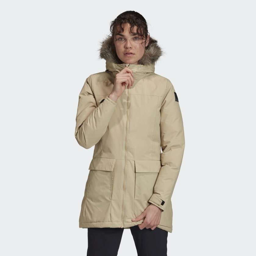 

Парка женская Adidas GE7790 бежевая 38, GE7790