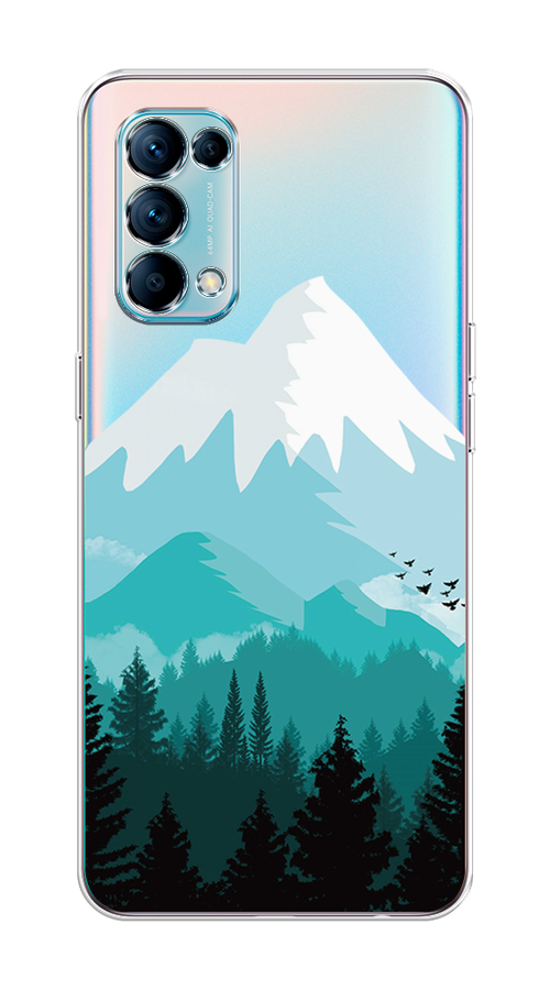 

Чехол на Oppo Reno 5 "Синяя снежная гора", Белый;голубой, 255250-2