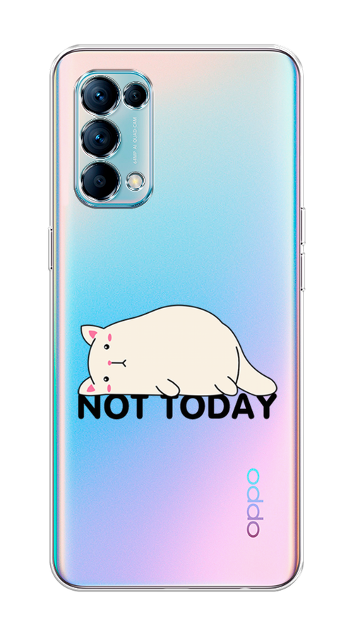 

Чехол на Oppo Reno 5 "Cat not today", Белый;розовый;черный, 255250-1