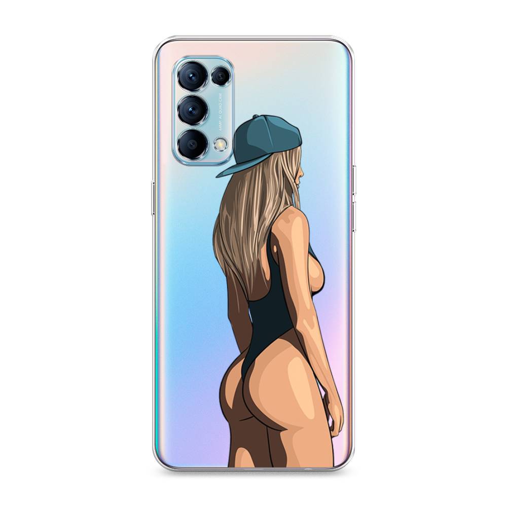 

Чехол для Oppo Reno 5 "Девушка в черном купальнике", Зеленый;бежевый;черный, 255250-6