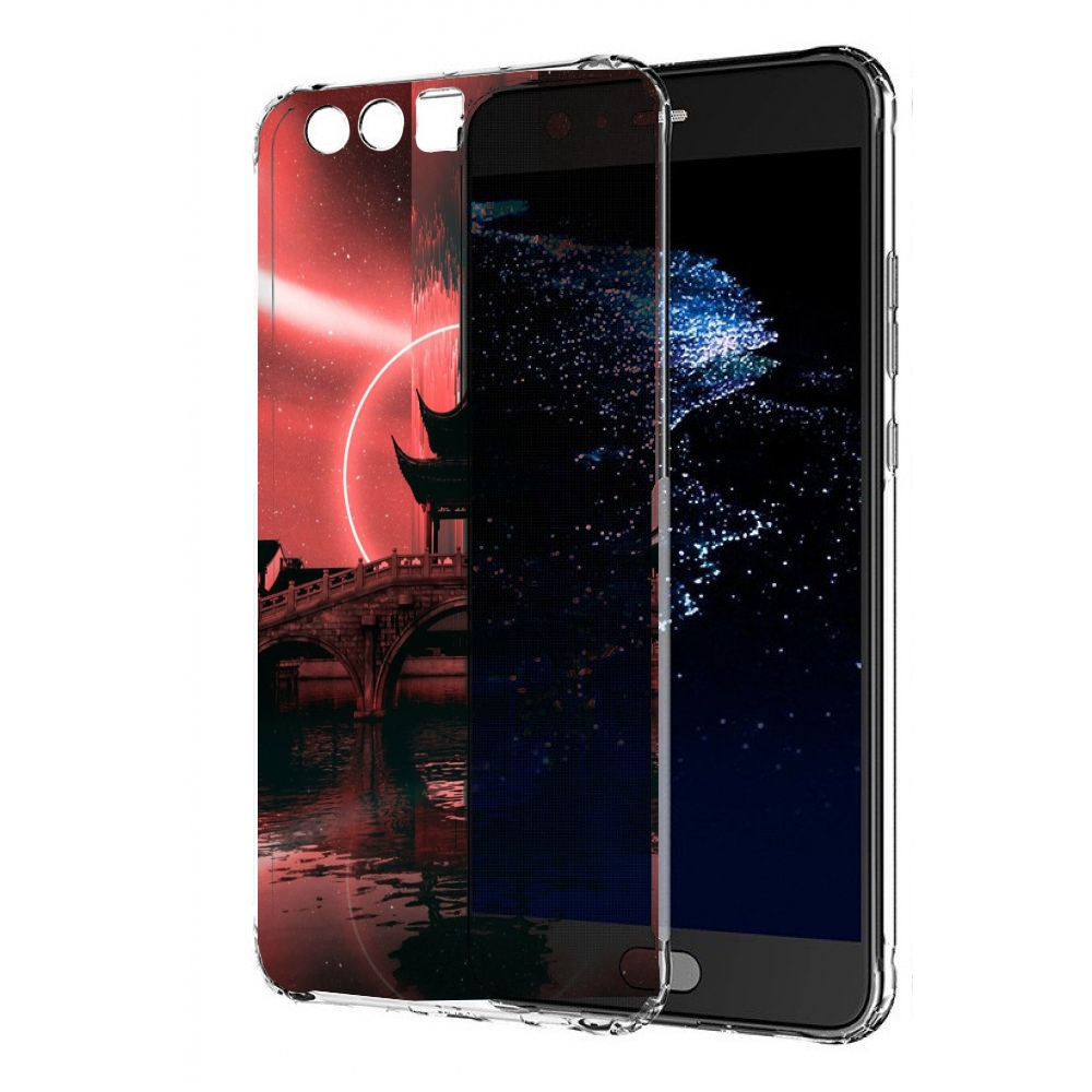 

Чехол бампер MyPads японский мост красный фон для Huawei P10 Plu, Прозрачный, Tocco