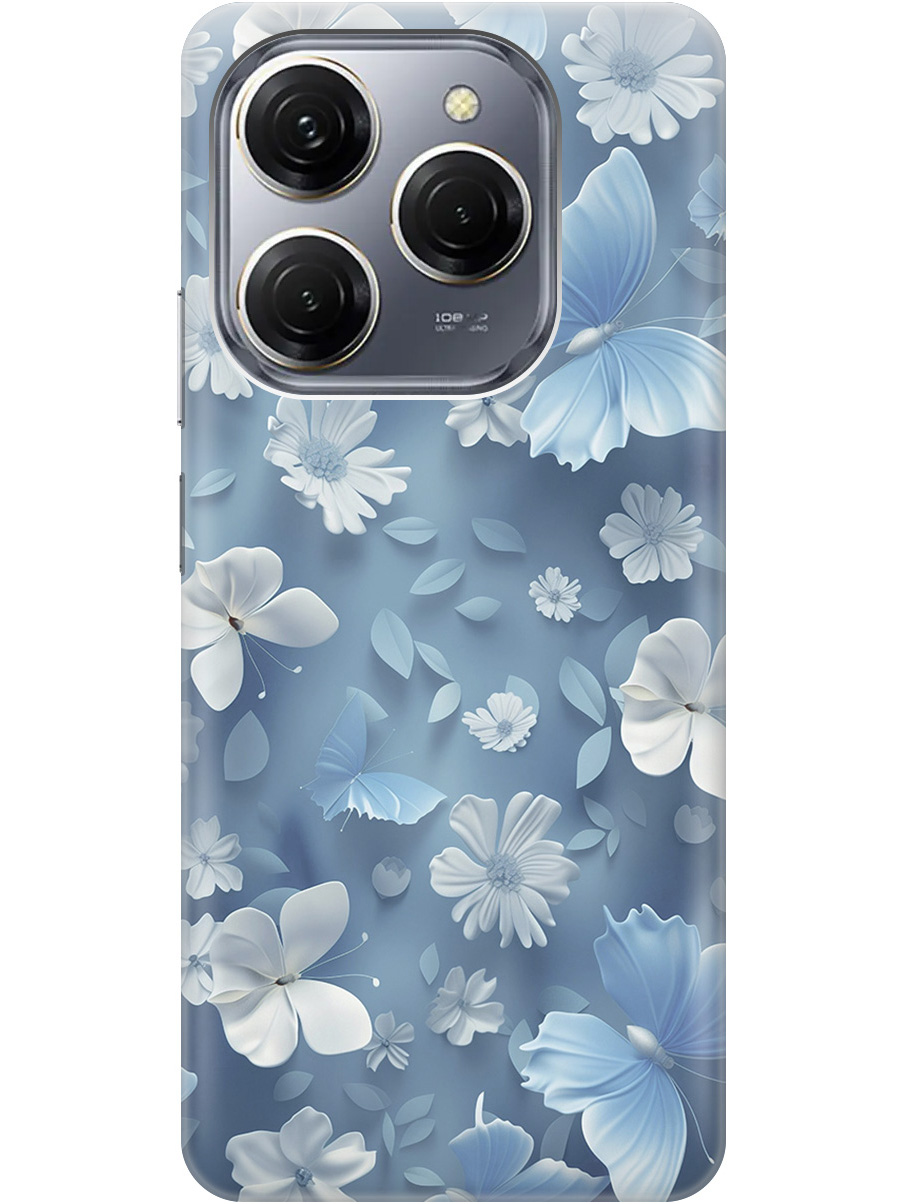 

Силиконовый чехол на Tecno Spark 20 Pro с принтом "Голубые бабочки", Прозрачный;белый;голубой, 779829010
