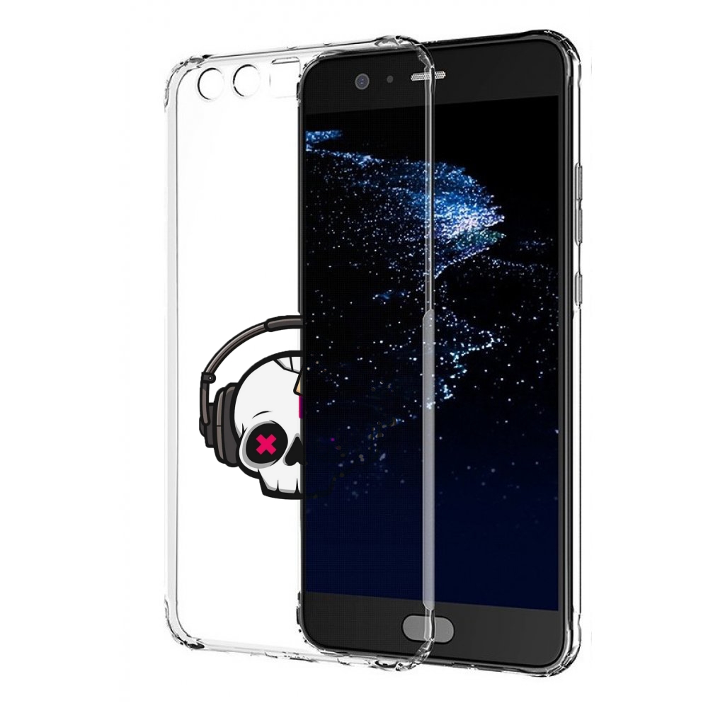 

Чехол бампер MyPads черепок в наушниках для Huawei P10 Plus прот, Прозрачный, Tocco