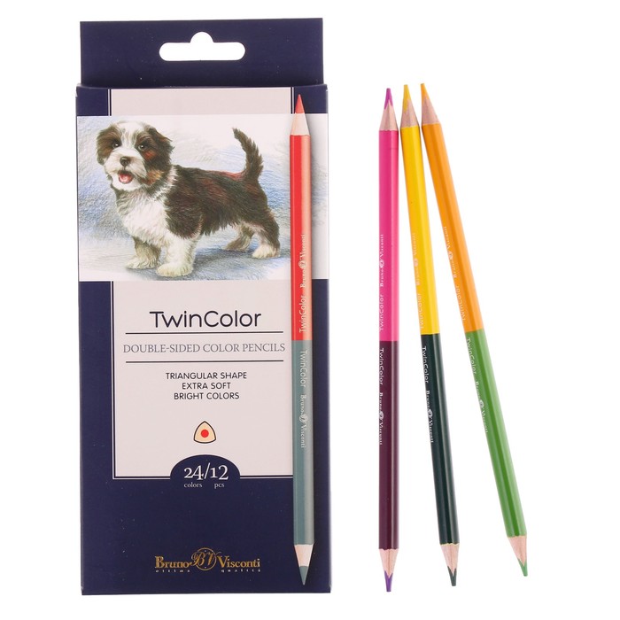 

Карандаши 24 цвета, 12 штук, Twincolor