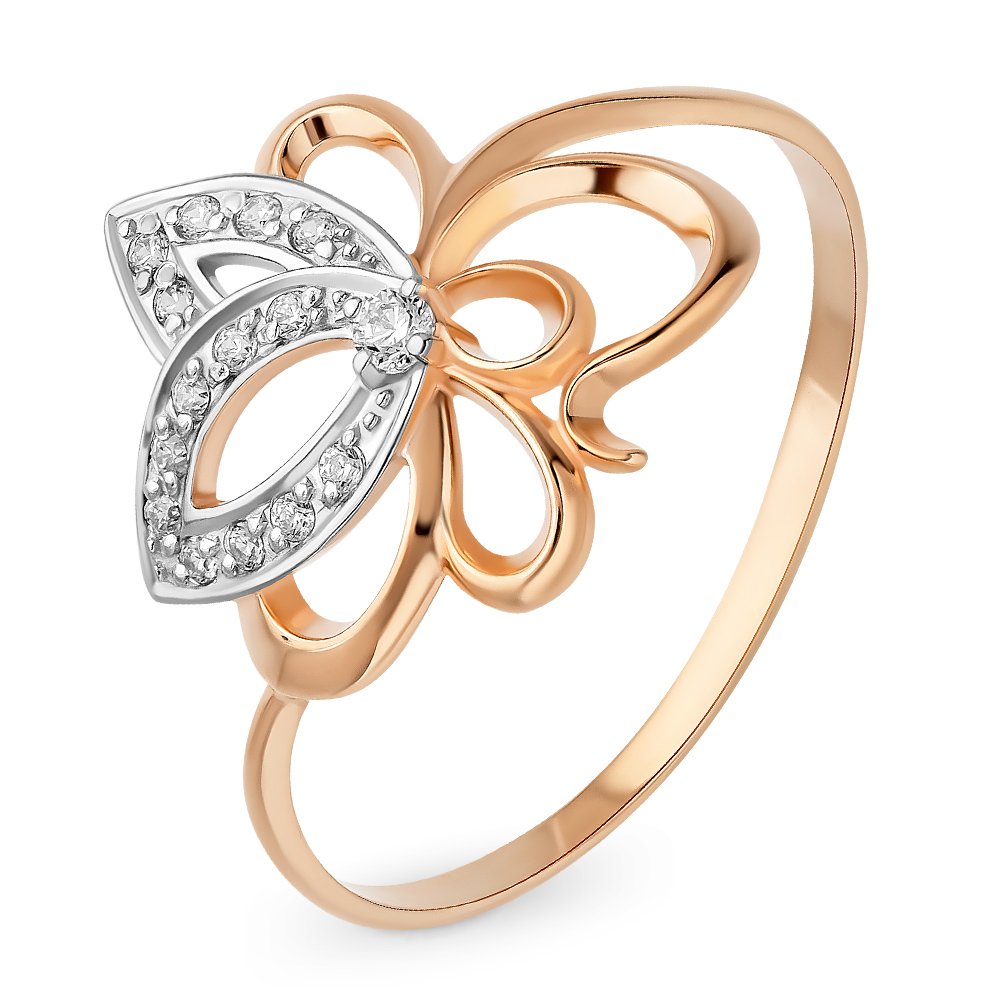 

Кольцо женское из красного золота с фианитом 585Gold 301011061, р, 301011061