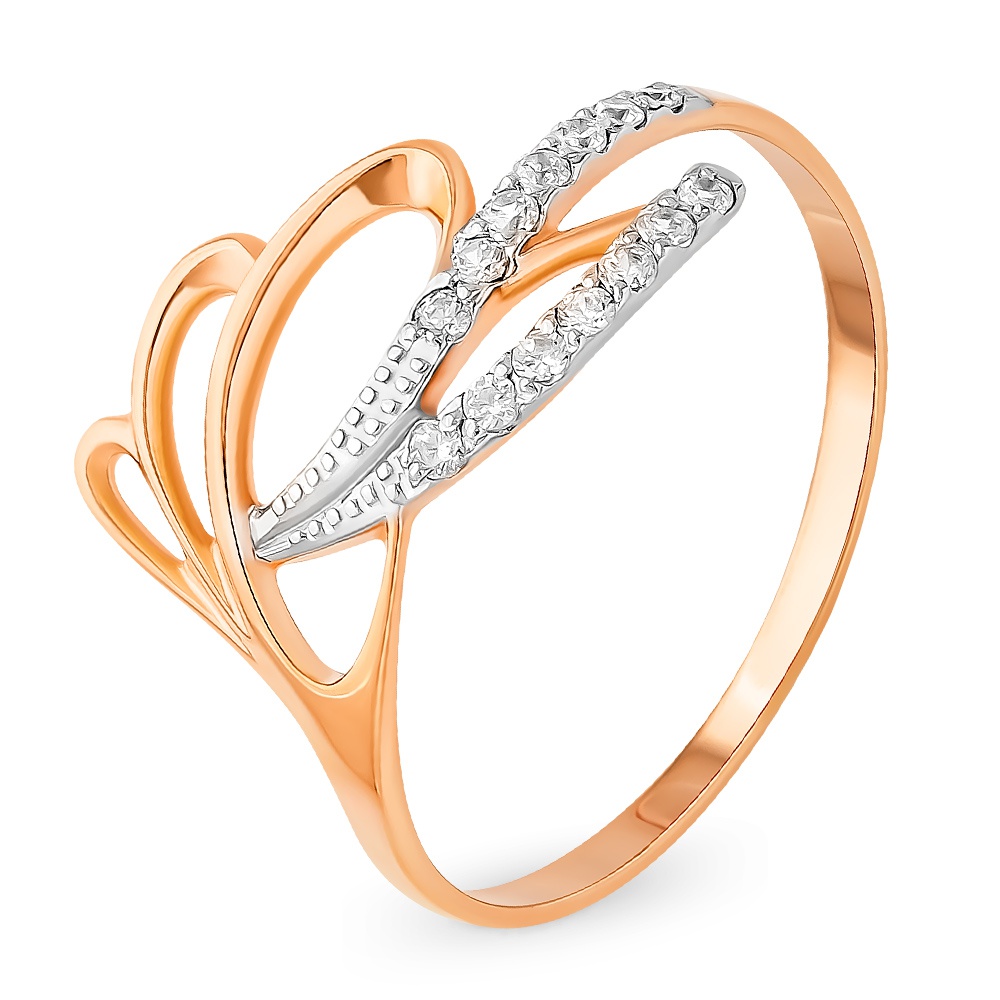 

Кольцо женское из красного золота с фианитом 585Gold 301011236, р, 301011236