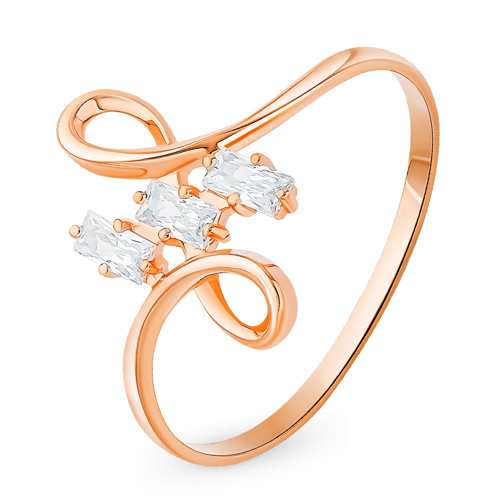 

Кольцо женское из красного золота с фианитом 585Gold 301011241, р, 301011241