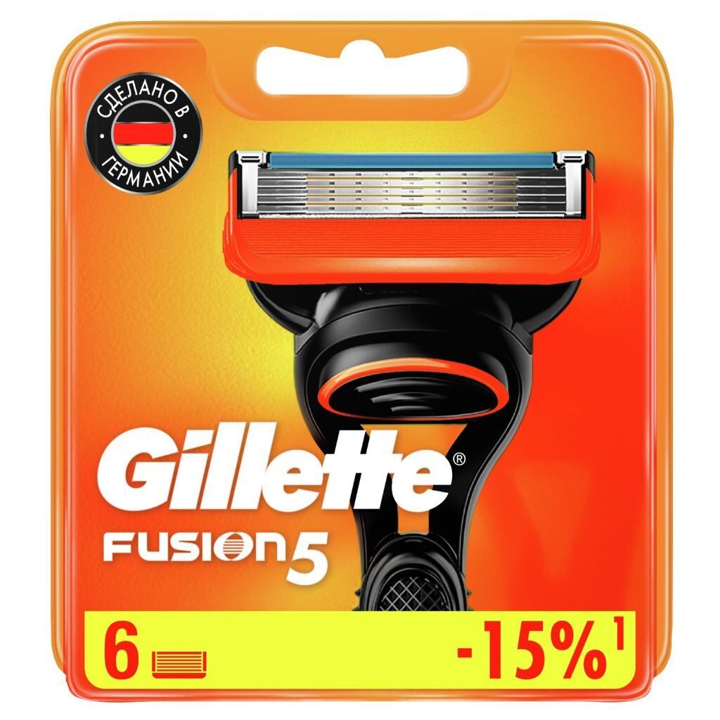 Gillette Fusion Сменные кассеты для бритвы, 6 шт