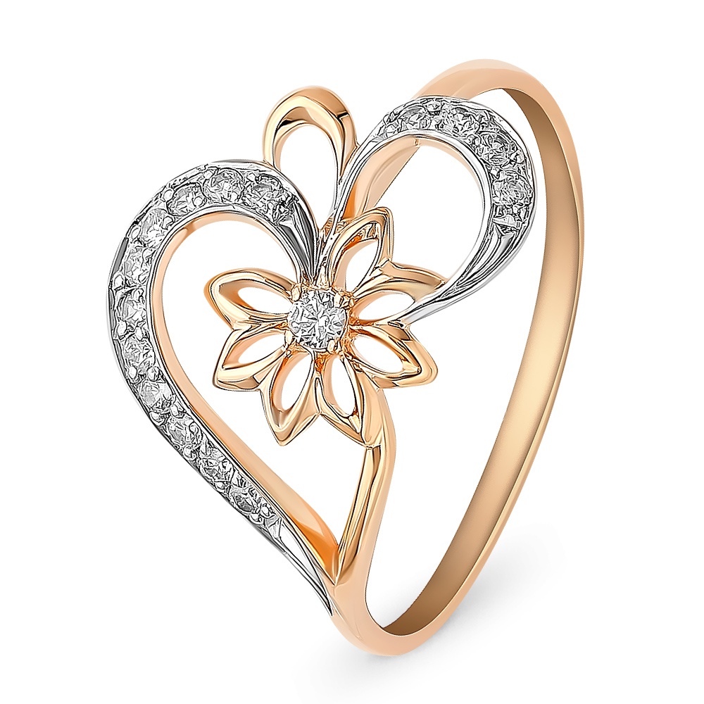 

Кольцо женское из красного золота с фианитом 585Gold 301011245, р, 301011245