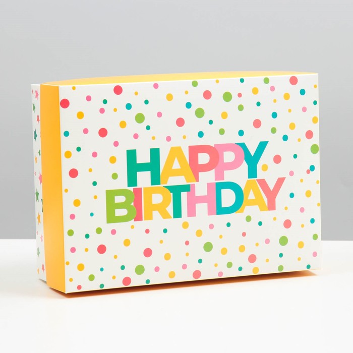 

Коробка подарочная, крышка-дно, сборная "Happy birthday", 21 х 15 х 7 см