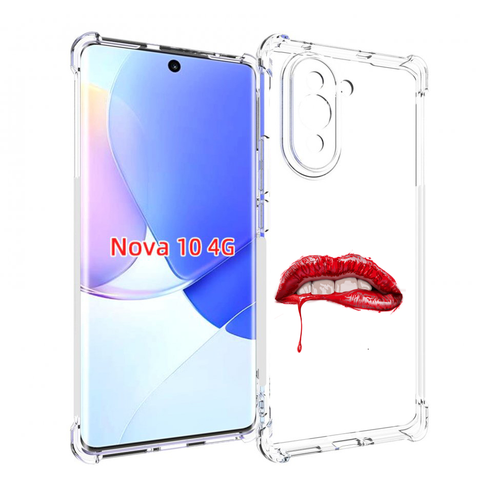 

Чехол MyPads яркие красные губы для Huawei Nova 10, Прозрачный, Tocco