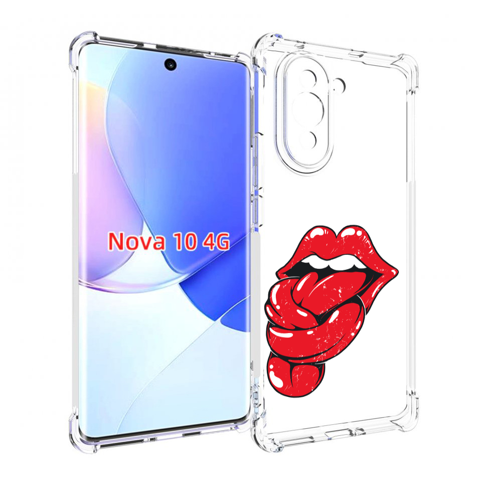 

Чехол MyPads яркие губы с языком для Huawei Nova 10, Прозрачный, Tocco