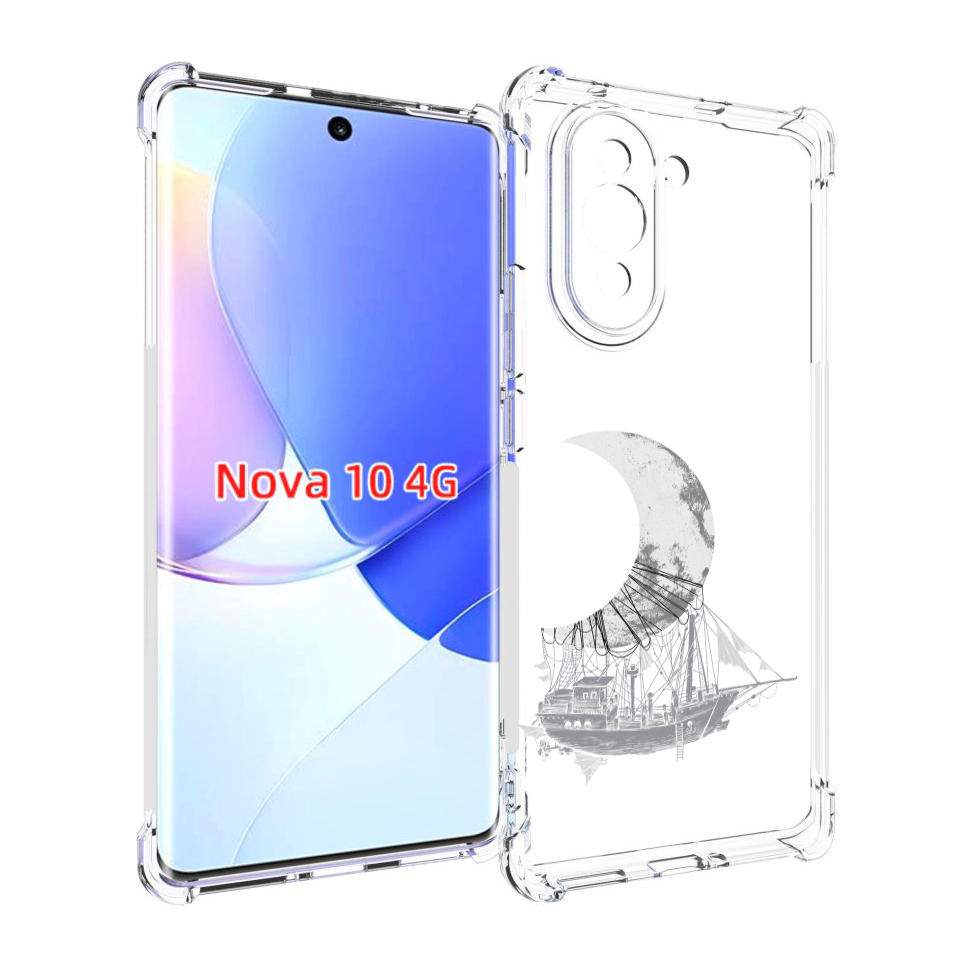 

Чехол MyPads черно белый корабль полумесяц для Huawei Nova 10, Прозрачный, Tocco