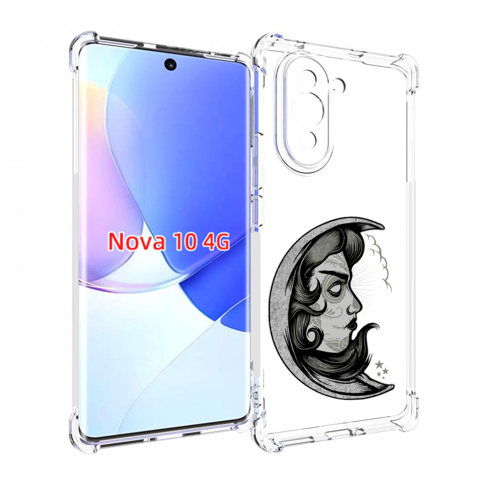 

Чехол MyPads черно белая луна с лицом для Huawei Nova 10, Прозрачный, Tocco