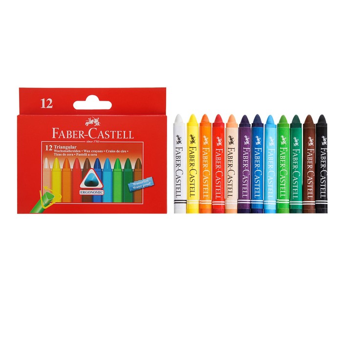 

Мелки восковые 12 цветов Faber-Castell TRIANGULAR, трёхгранные, Triangular