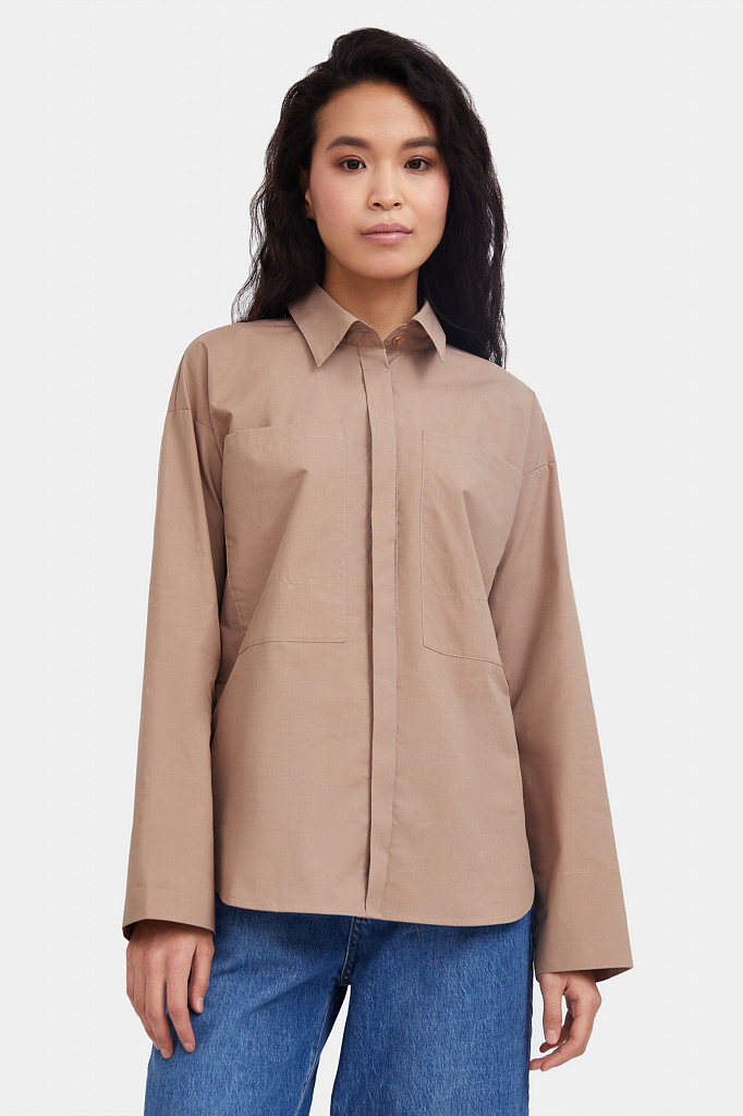 

Блуза женская Finn Flare A20-11092 бежевая 44, A20-11092