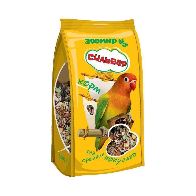 Сухой корм для средних попугаев Зоомир Сильвер, 8 шт по 800 г