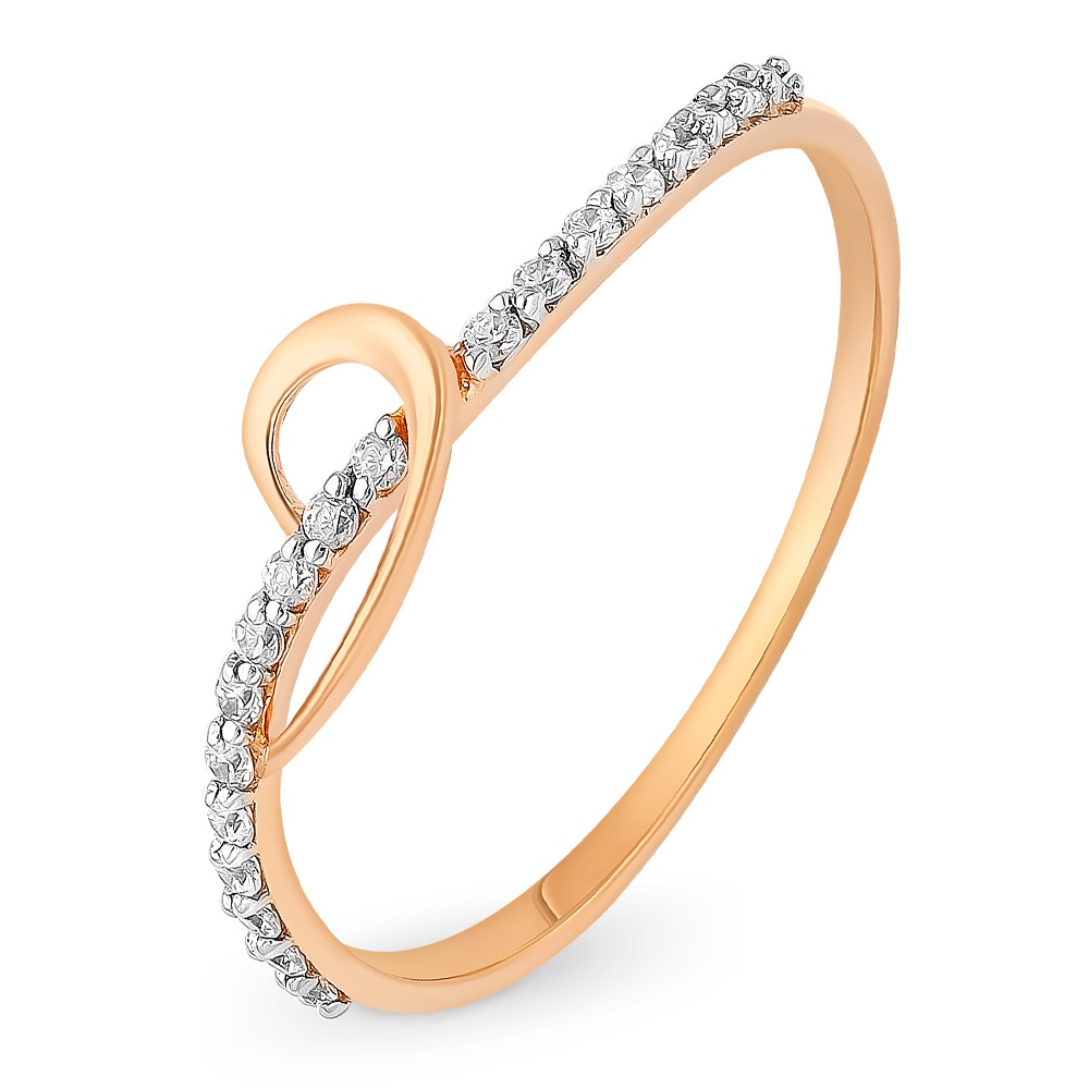 

Кольцо женское из красного золота с фианитом 585Gold 399000187, р, 399000187