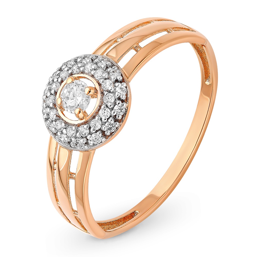 

Кольцо женское из красного золота с фианитом 585Gold 399000113, р, 399000113