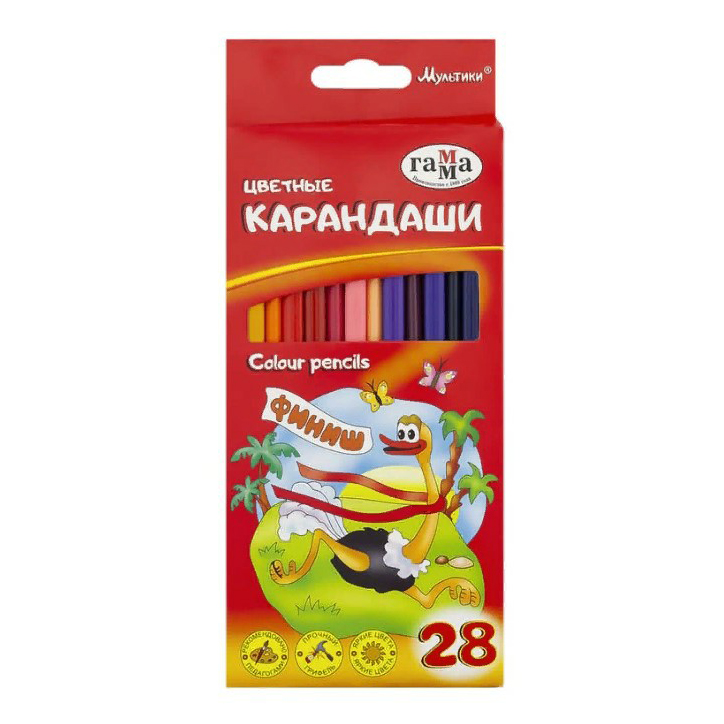 Карандаши цветные Гамма Мультики 28 шт