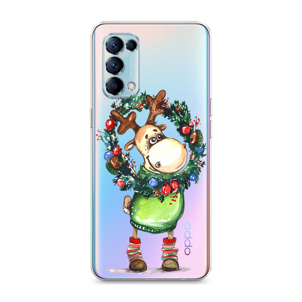 

Чехол для Oppo Reno 5 "Олень с новогодним венком", 255250-4