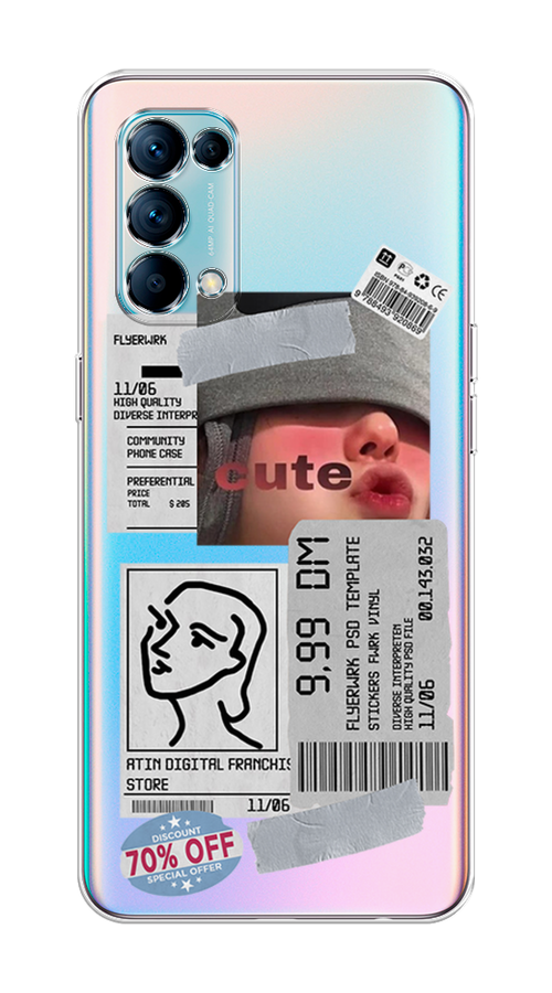 

Чехол на Oppo Reno 5 "Cute girl collage", Розовый;серый;голубой, 255250-6