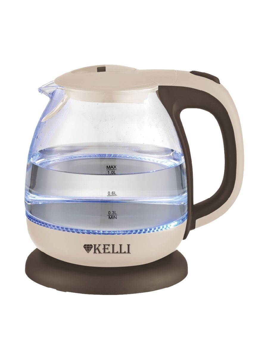 Чайник электрический KELLI KL-1370 1 л бежевый чайник kelli kl 4555 3l cream marble