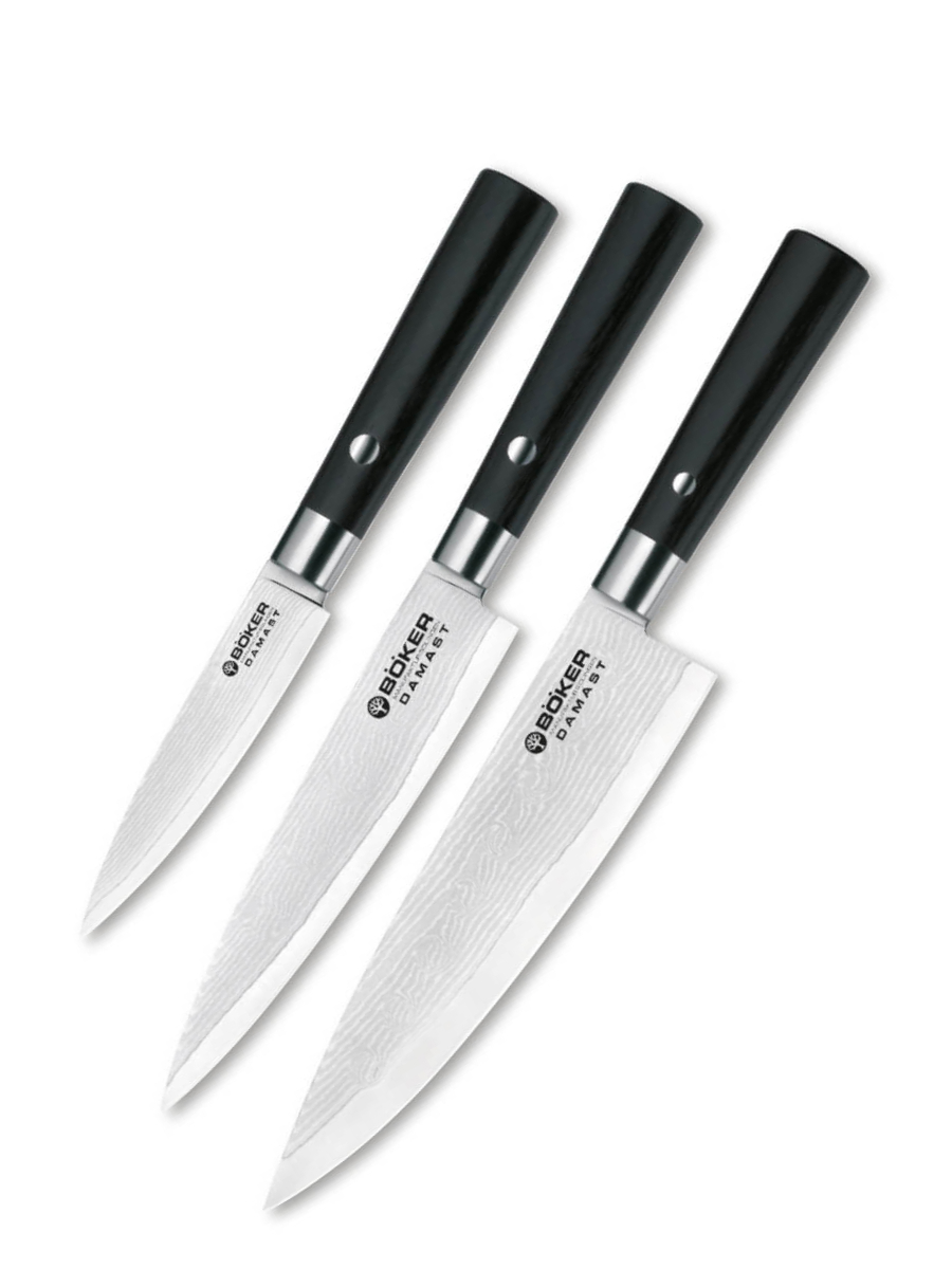 

Набор кухонных ножей Boker 130420SET Damascus Black Knife Trio