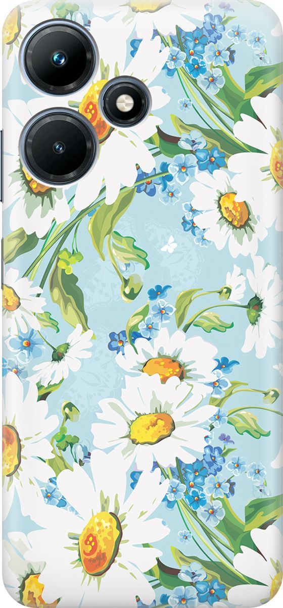 

Силиконовый чехол на Infinix Hot 30i "Поле ромашек", Белый;голубой, 159408