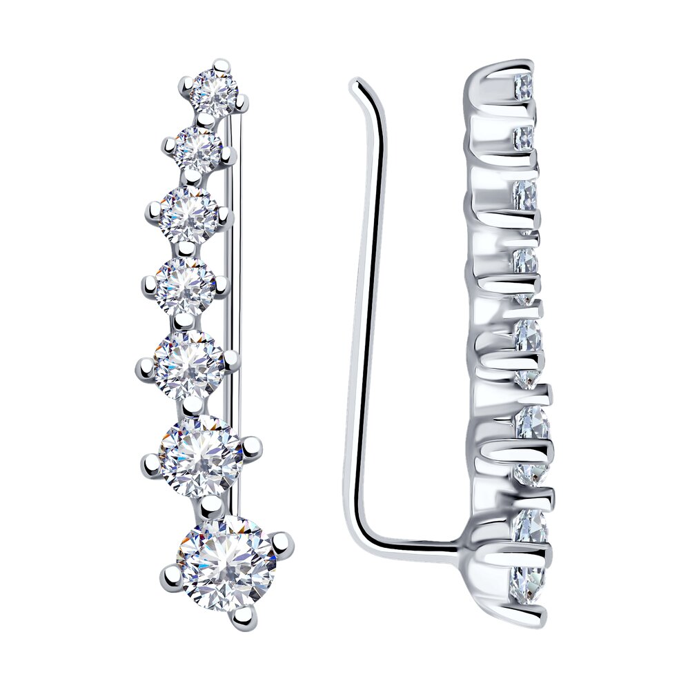 

Серьги клаймберы из серебра SOKOLOV 94025939, фианит, 94025939
