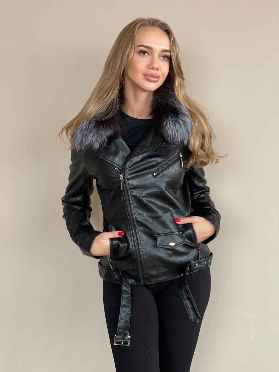 Кожаная куртка женская E-Lisman&ZG 1572 черная 42 RU