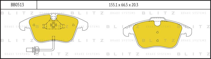 

Тормозные колодки BLITZ передние дисковые bb0513